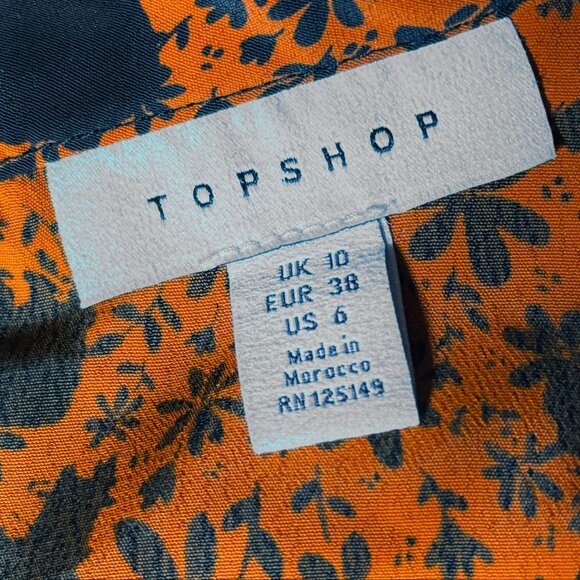 TOPSHOP RUFFLE YOKE FALL DARK FLORAL BLOOMCORE FLIRTY MINI DRESS SIZE 6 - Picture 7 of 9